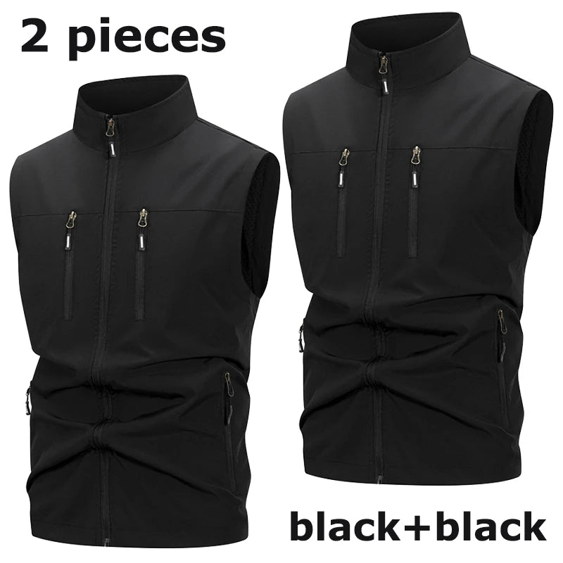 Chaleco Softshell ligero para hombre con bolsillos con cremallera, chaqueta sin mangas a prueba de viento para senderismo, Golf, prendas de vestir al aire libre, cortavientos