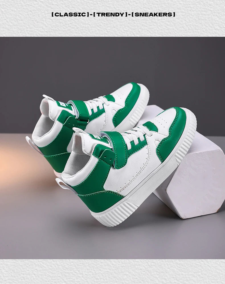 Zapatillas Deportivas para Niños, Zapatillas de Baloncesto de Caña Alta Casuales para Niños y Niñas, Zapatillas de Piel Sintética, Nuevas Zapatillas Deportivas de Moda 2026