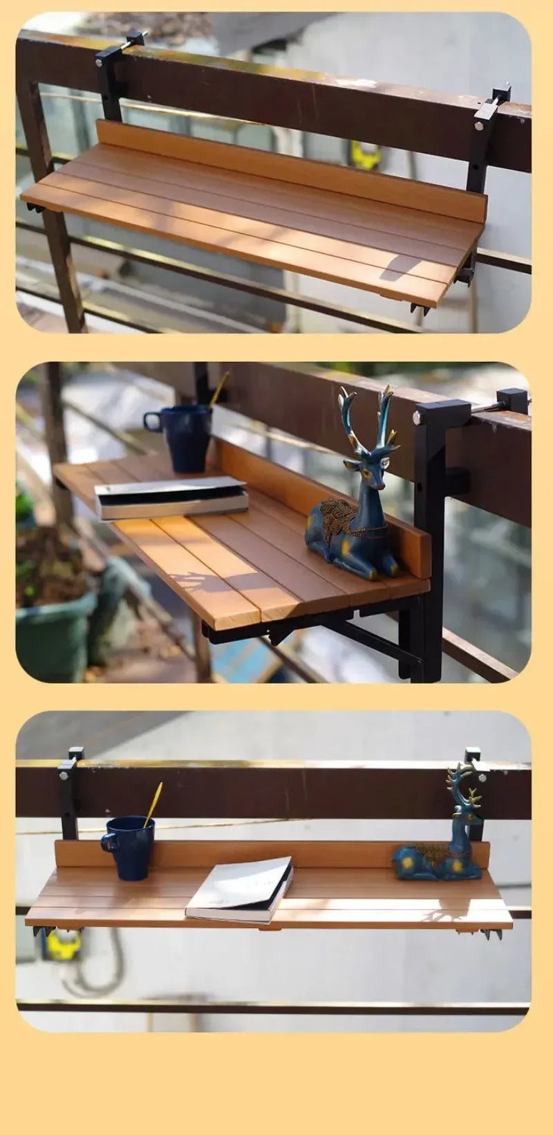 Escritorio plegable portátil, mesas de balcón, barandilla colgante multifuncional, muebles de diseño para el hogar pequeños, modernos y sencillos, impermeables