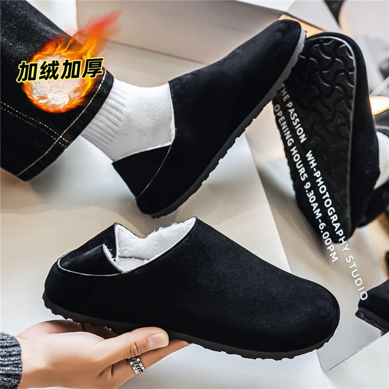 2025 zuecos de moda, zapatillas para hombre, zapatillas planas informales para exteriores, cómodas zapatillas de gamuza de suela gruesa, zapatos de playa antideslizantes para mujer