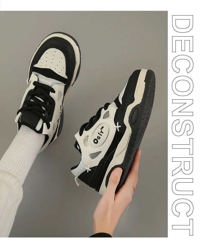 Zapatillas de deporte gruesas para hombre, zapatos de suela suave para correr, informales, de cuero de microfibra, transpirables, con plataforma aumentada de altura