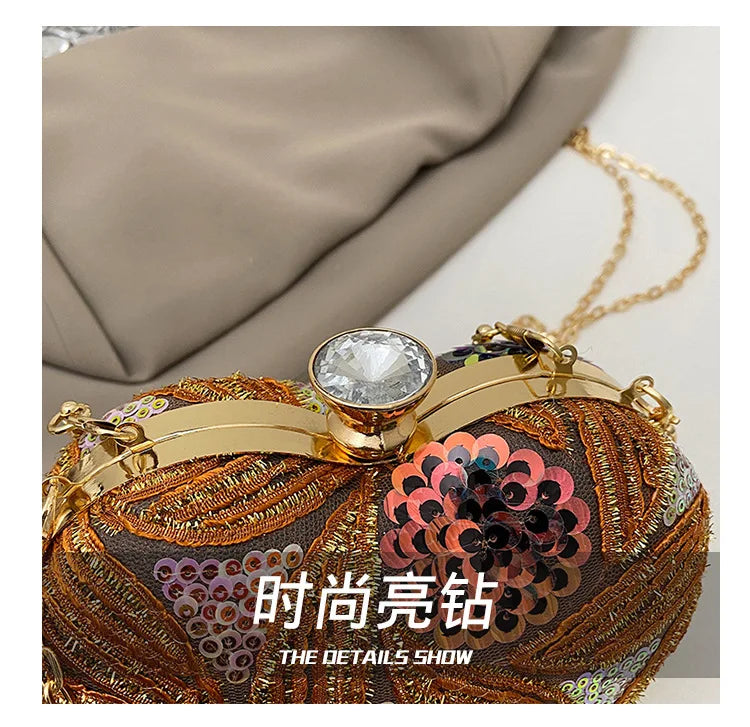 Bolso de mano para mujer 2026Nuevos bolsos de hombro con lentejuelas a la moda europea y americana, bolso de noche de mano Retro para celebridades de Internet