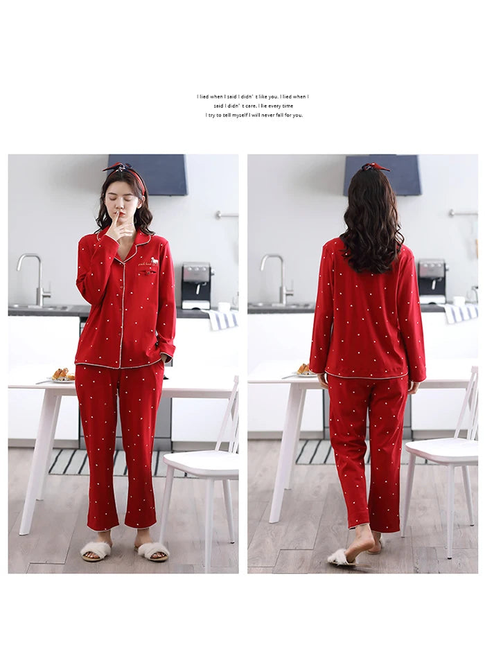 Pijama 100% de algodón para mujer, Pijamas rosas sólidos de invierno, ropa de dormir cálida femenina, pijama blanco PJ 2024 de moda de algodón puro para mujer