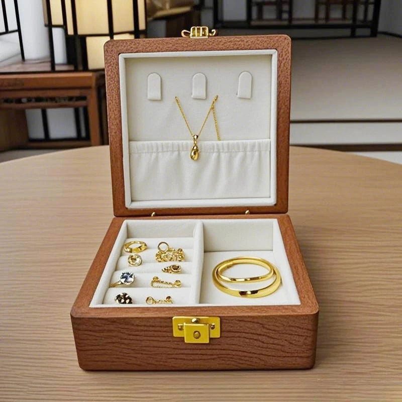 Caja de joyería de madera, pulseras de lujo, anillos, caja expositora, collares, pendientes, escaparate, baratija de mujer, Estuches de almacenamiento de joyería