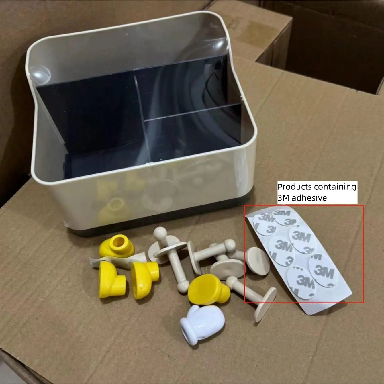 Caja de almacenamiento de escritorio multifuncional, estante para organización de cosméticos, almacenamiento en encimera y caja de exhibición (con pegatina), 1 ud.