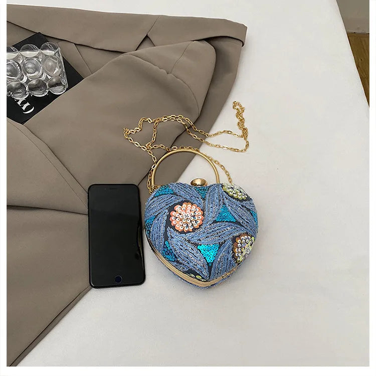 Bolso de mano para mujer 2026Nuevos bolsos de hombro con lentejuelas a la moda europea y americana, bolso de noche de mano Retro para celebridades de Internet