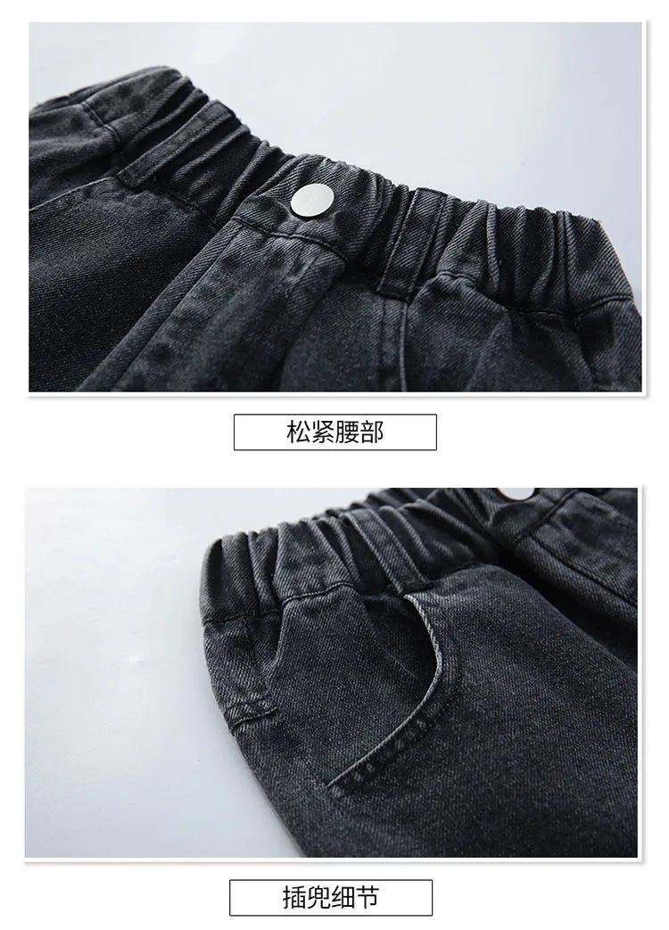 Pantalones vaqueros para chicas adolescentes 2025, moda informal para primavera y otoño, pantalones anchos de pierna azul holgado para niños, pantalones escolares para niños de 6, 8, 10 y 12 años