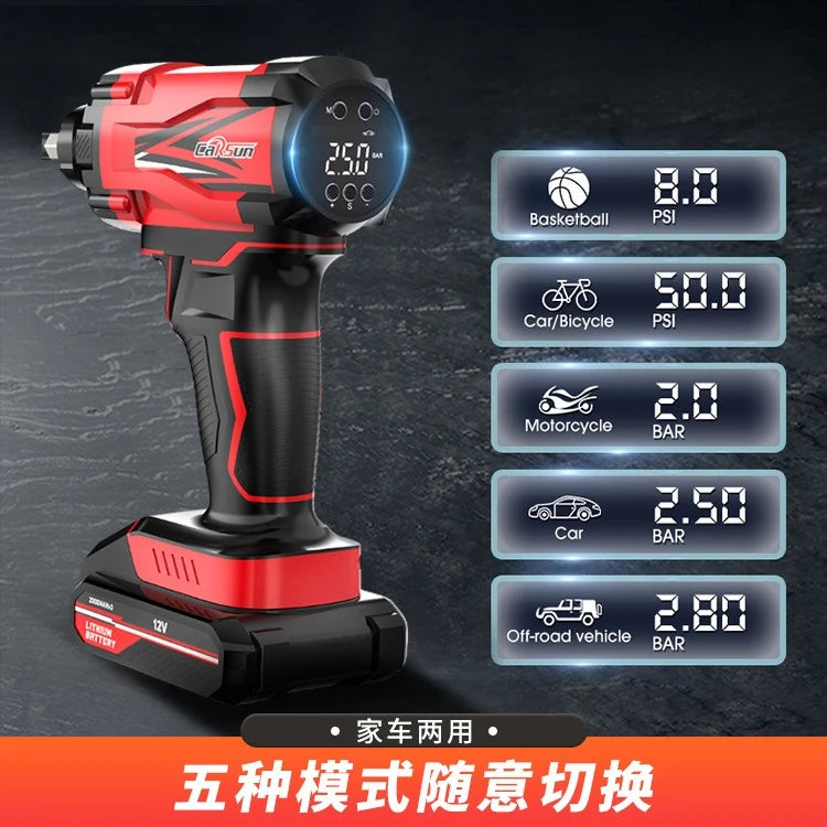 Bomba de aire inalámbrica para coche, bomba de aire para coche, carga y parada automática, práctica bomba de aire portátil para neumáticos de coche