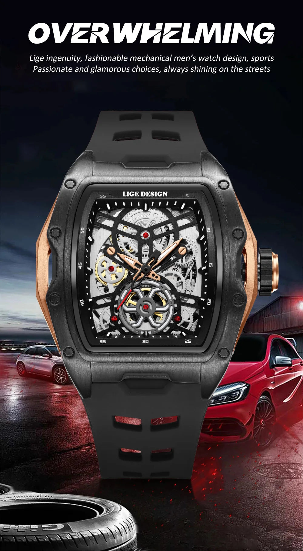 Reloj LIGE 2026 Nuevo de Lujo para Hombre, Deportivo, Automático, Mecánico, con Correa, Reloj de Pulsera Masculino