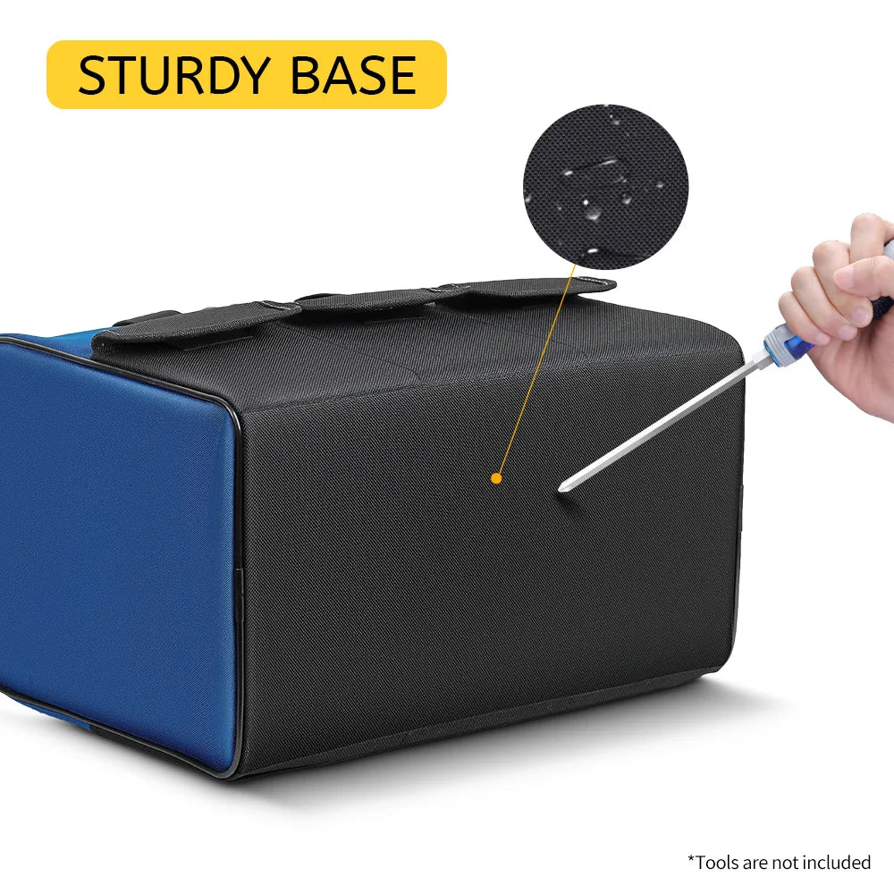 Bolsa de herramientas de boca ancha resistente con bolsillos, organizador para almacenamiento y transporte de herramientas para hombres