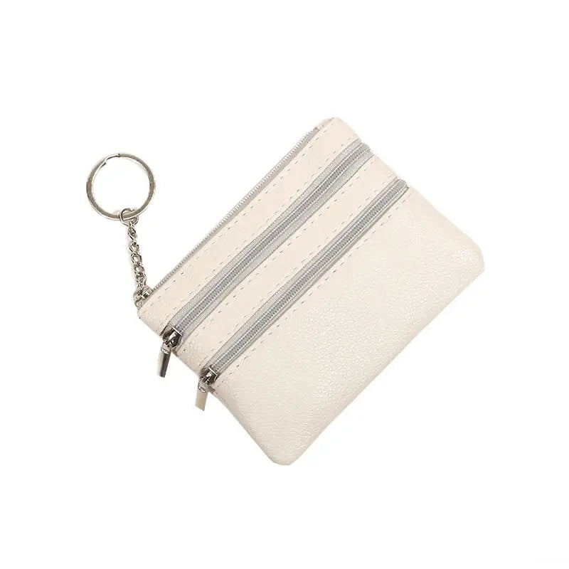 Monedero de cuero PU a la moda, cartera pequeña para mujer, monederos de cambio, Mini bolsas de dinero con cremallera, billeteras de bolsillo para niños, llavero
