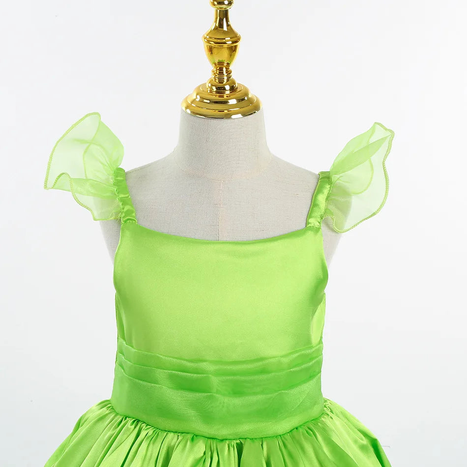 Vestido de Hada de las flores para niñas, vestido de princesa con alas, disfraz de princesa de Halloween, fiesta de elfos, Tinkerbell, vestido de campanilla