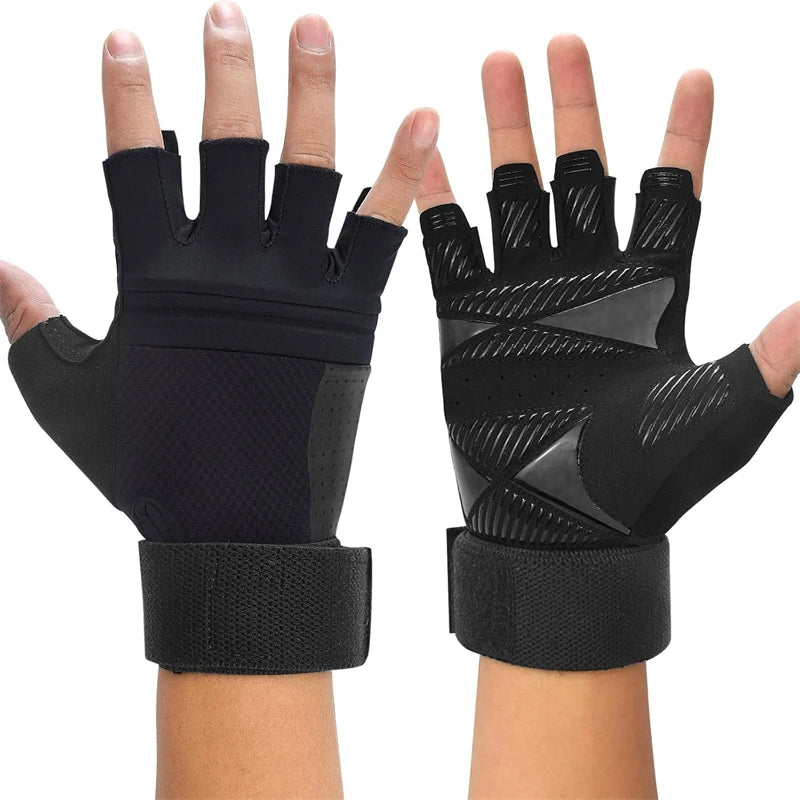 Guantes de Fitness levantamiento de pesas mancuernas culturismo Crossfit Pull Ups entrenamiento guantes de gimnasio para hombre