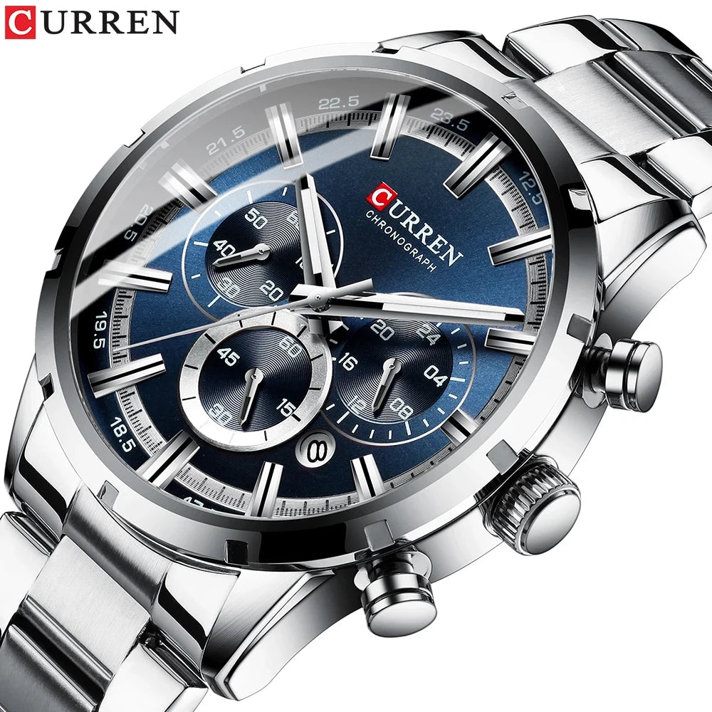 Reloj Masculino CURREN, relojes de moda novedosa para hombre, reloj de pulsera de lujo de marca superior, reloj de cuarzo, cronógrafo resistente al agua para hombre