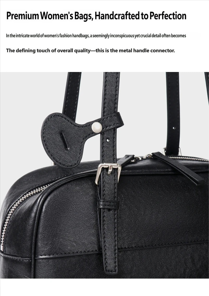 Bolso de Mano para Mujer 2025, Nuevo Bolso Boston, Bolso Bowling, Bolso de Hombro de Cuero Genuino, Bolso de Mujer