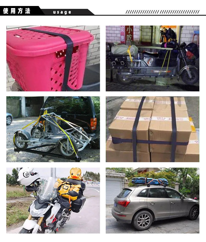 Correa de carga con hebilla de Metal para coche, correa de amarre de 2M para motocicleta y bicicleta, cuerda de remolque, cinturón de trinquete fuerte para bolsa de equipaje, 3 piezas