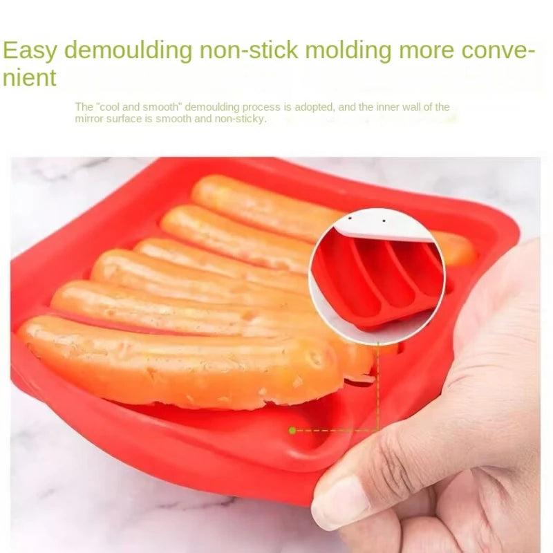 Molde de Silicona de Grado Alimenticio para Salchichas, Reutilizable, Antiadherente, Bandeja para Hacer Salchichas con Orificios, Herramienta de Cocina Apta para Salchichas Caseras