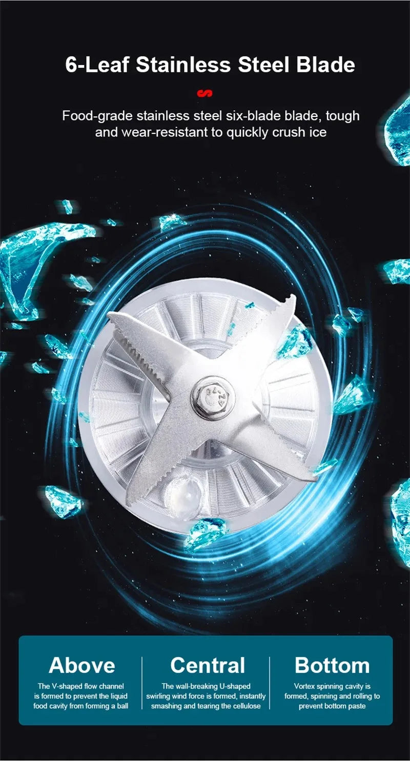 Licuadora mezcladora de grado comercial de alta resistencia, exprimidor de frutas, procesador de alimentos, licuadora de batidos de hielo, trituradora de jugo de alta potencia, 2000W