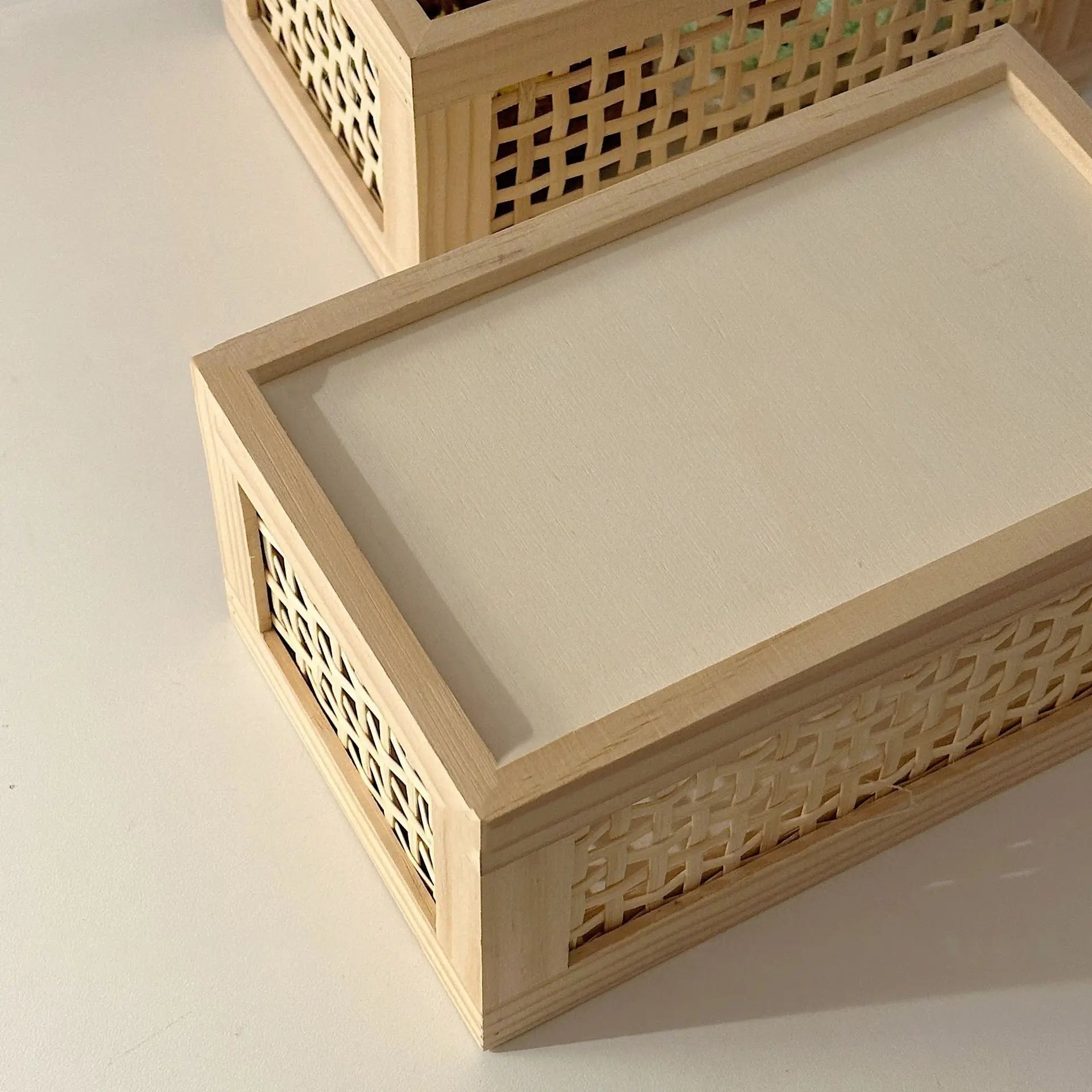 Caja de almacenamiento organizadora de ratán Retro, estilo japonés INS, cosméticos de escritorio, aperitivos, varios, tienda tejida de bambú Vintage