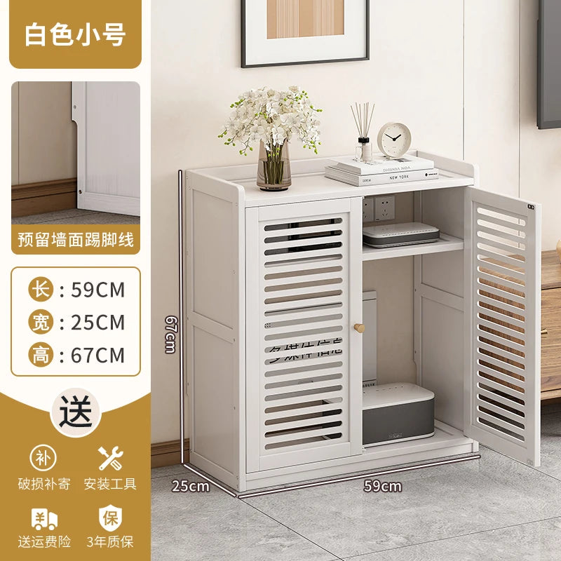 Caja de almacenamiento de enrutador de madera maciza, organizador de gabinete Multimedia, estante multimedia a prueba de polvo, estante de módem WiFi para configuración de electrónica del hogar