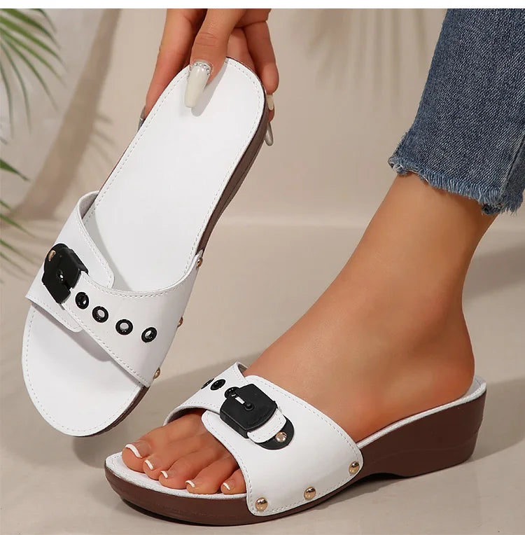 Sandalias de moda, zapatos de verano para mujer, zapatos de cuña para mujer, sandalias suaves para mujer, calzado deslizante para exteriores, zapatos de mujer