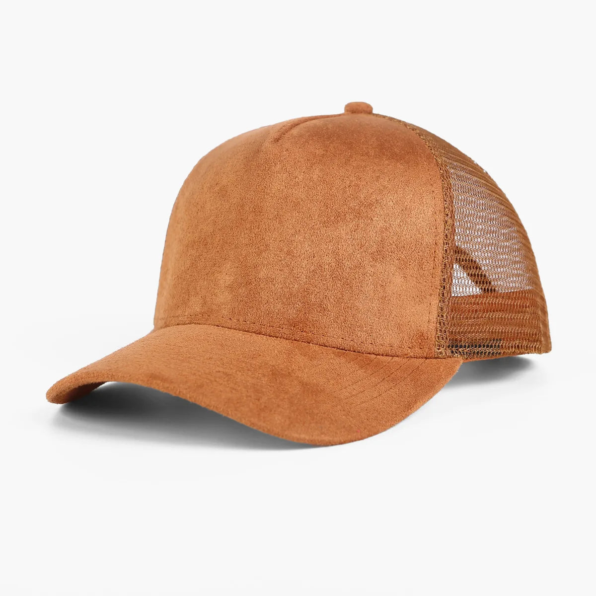 Gorra de béisbol de 1 pieza para hombre, gorra de camionero de gamuza de malla de 5 paneles, gorros para deportes al aire libre para primavera y verano para mujer, gorros de Color sólido