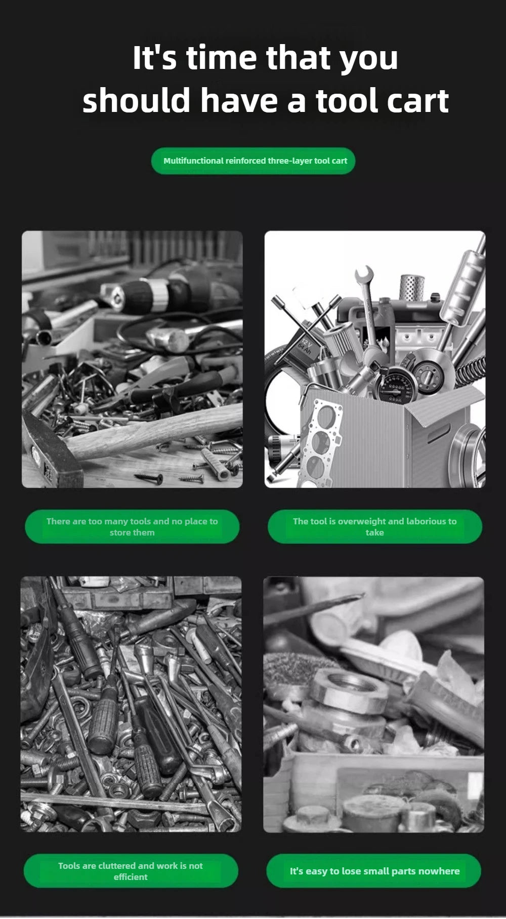 BaoLian-carro de herramientas de taller mecánico, carrito de herramientas con ruedas de freno, caja de herramientas, organizador de gabinete, soporte, estantes de banco de trabajo de garaje