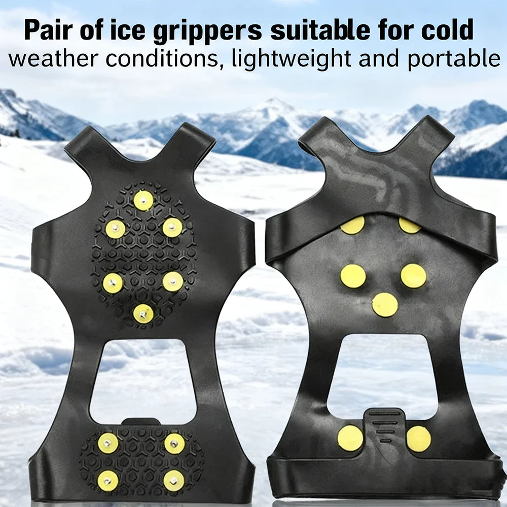 2 uds 10 tacos de acero Crampones empuñaduras de nieve tacos para hielo y nieve tacos de tracción de goma antideslizantes senderismo caminar escalada trotar