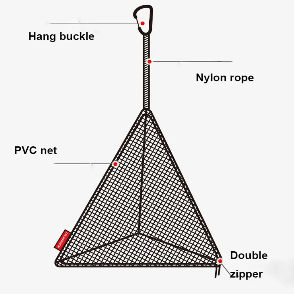 Cesta de cocina para acampar al aire libre, utensilios de cocina plegables triangulares para Picnic, red de secado, bolsa colgante de malla de almacenamiento, organizador de alimentos secos para Picnic