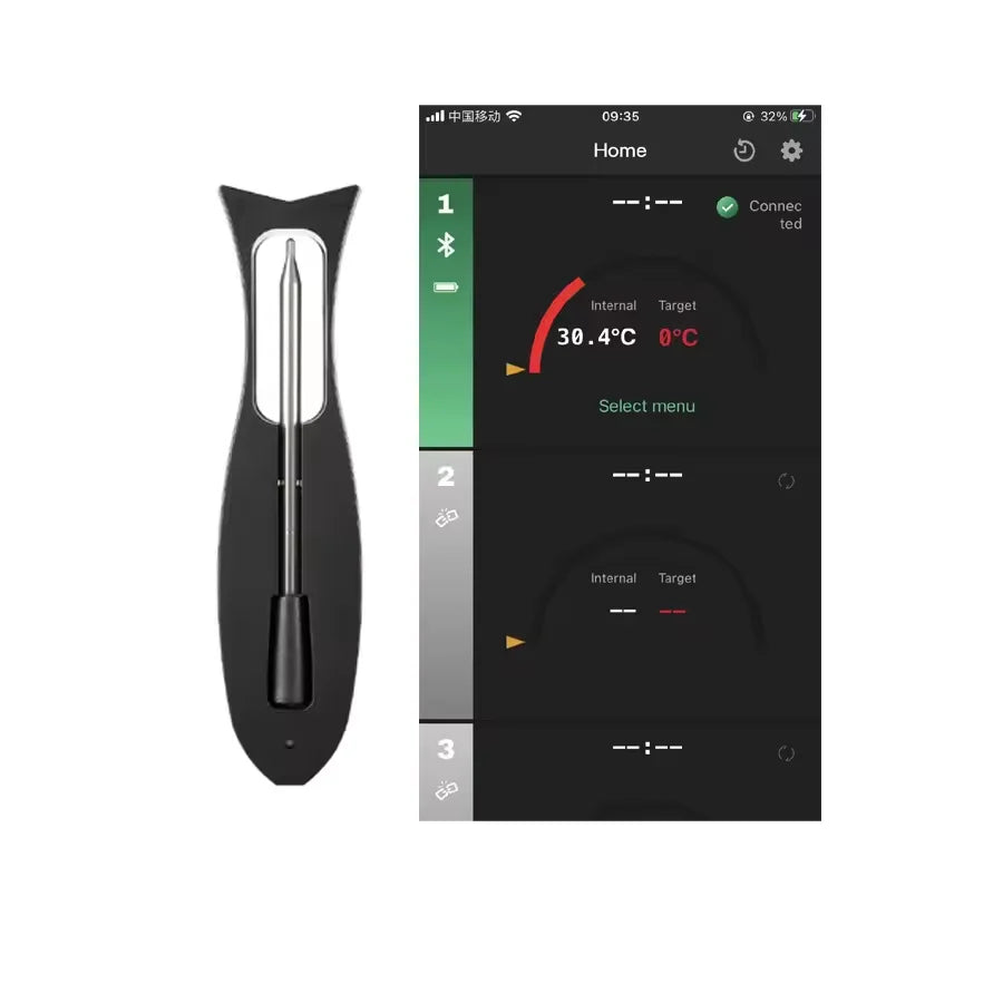 Termómetro de carne Termómetro de carne inalámbrico Termómetro de sonda remota de distancia con aplicación