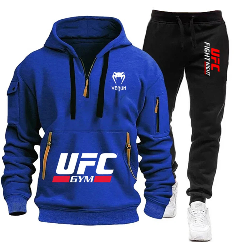 2026 nova sudadera con capucha de lucha UFC + Pantalones conjunto de dos piezas Otoño/Invierno moda Casual al aire libre resistir