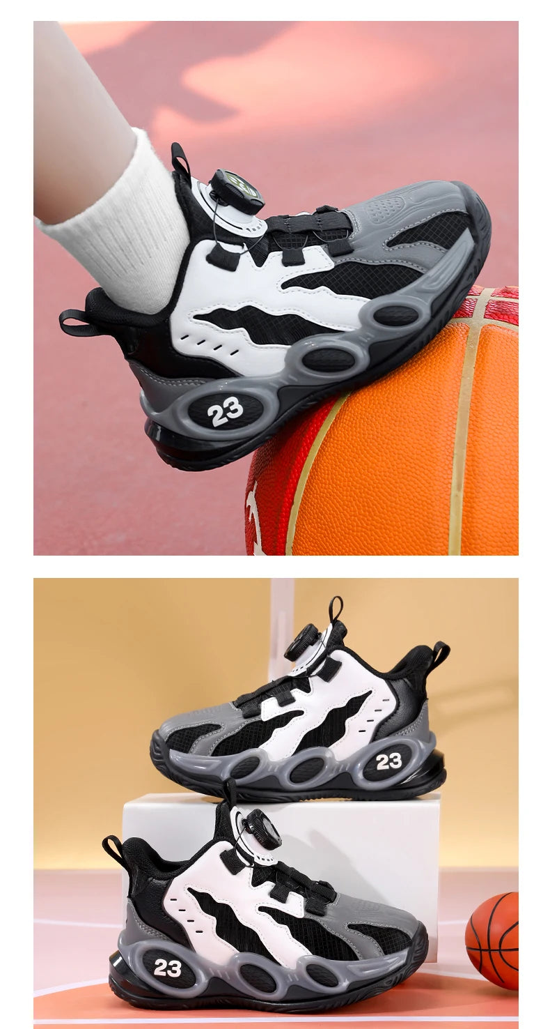 Zapatillas de baloncesto de moda para niños, zapatos deportivos de cuero PU de alta calidad, zapatos casuales para niños y niñas, cómodas zapatillas de gimnasio nuevas