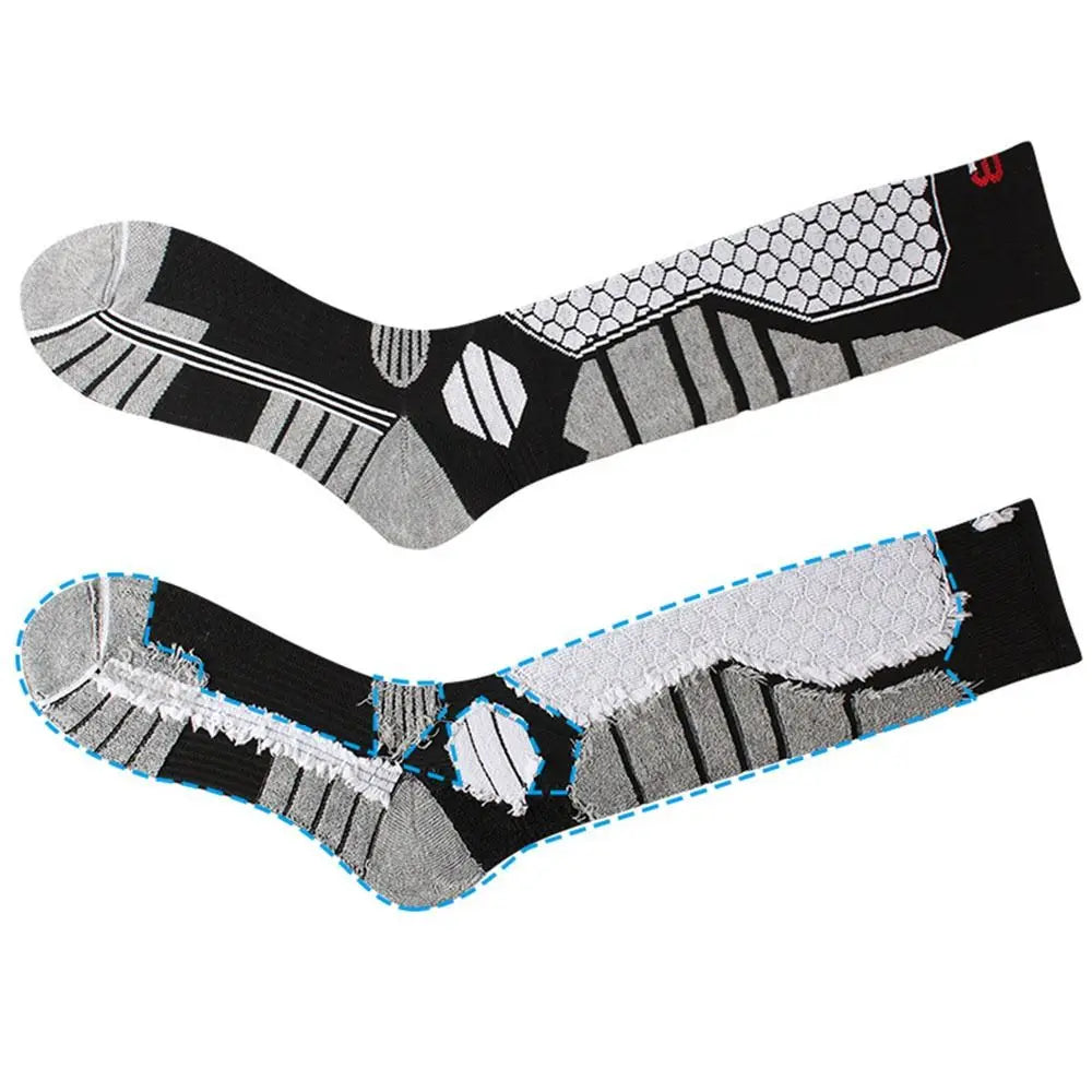 Calcetines de esquí cálidos para invierno, calcetines de compresión transpirables y gruesos antideslizantes para Snowboard, calcetines térmicos que absorben la humedad hasta la rodilla