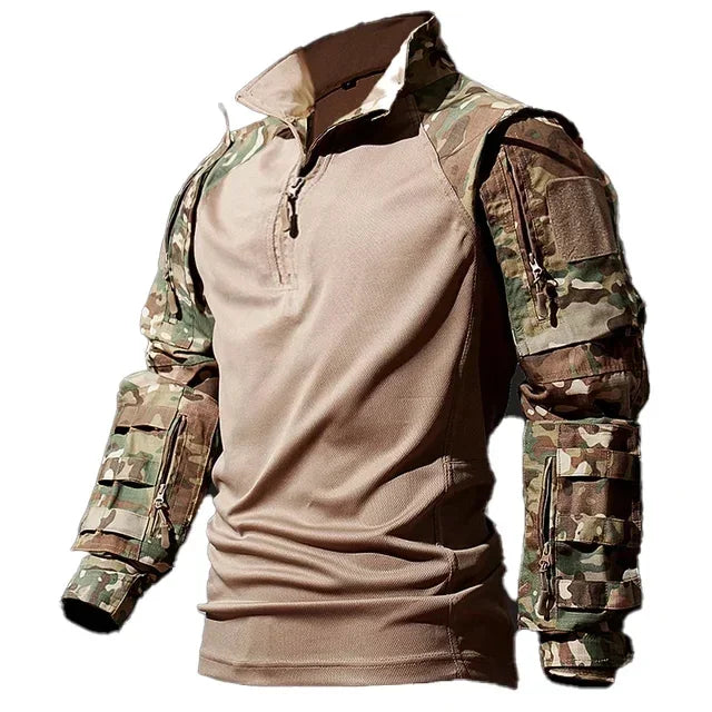 Conjuntos tácticos al aire libre, ropa para hombre, camisas multibolsillos + pantalón Cargo recto, trajes de 2 piezas, conjunto táctico resistente al viento de camuflaje