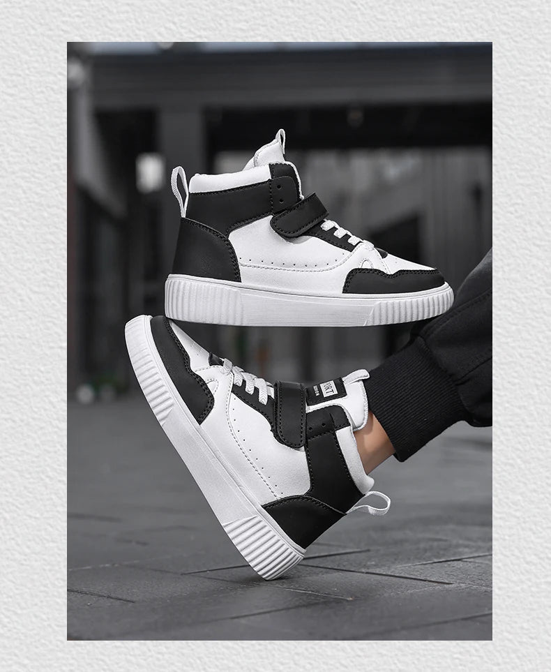 Zapatillas Deportivas para Niños, Zapatillas de Baloncesto de Caña Alta Casuales para Niños y Niñas, Zapatillas de Piel Sintética, Nuevas Zapatillas Deportivas de Moda 2026