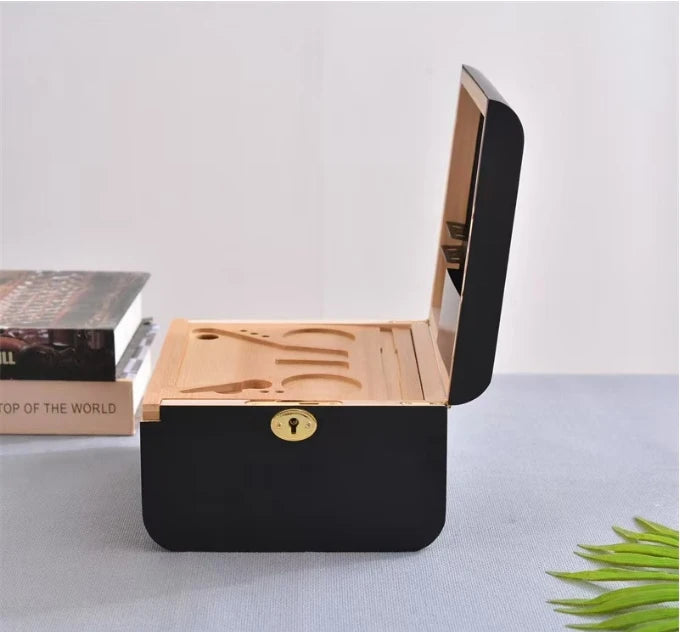 Cofre de almacenamiento de bambú Premium, bandeja rodante móvil, caja de madera, organizador triturador, accesorios para fumar, herramientas, decoraciones de mesa