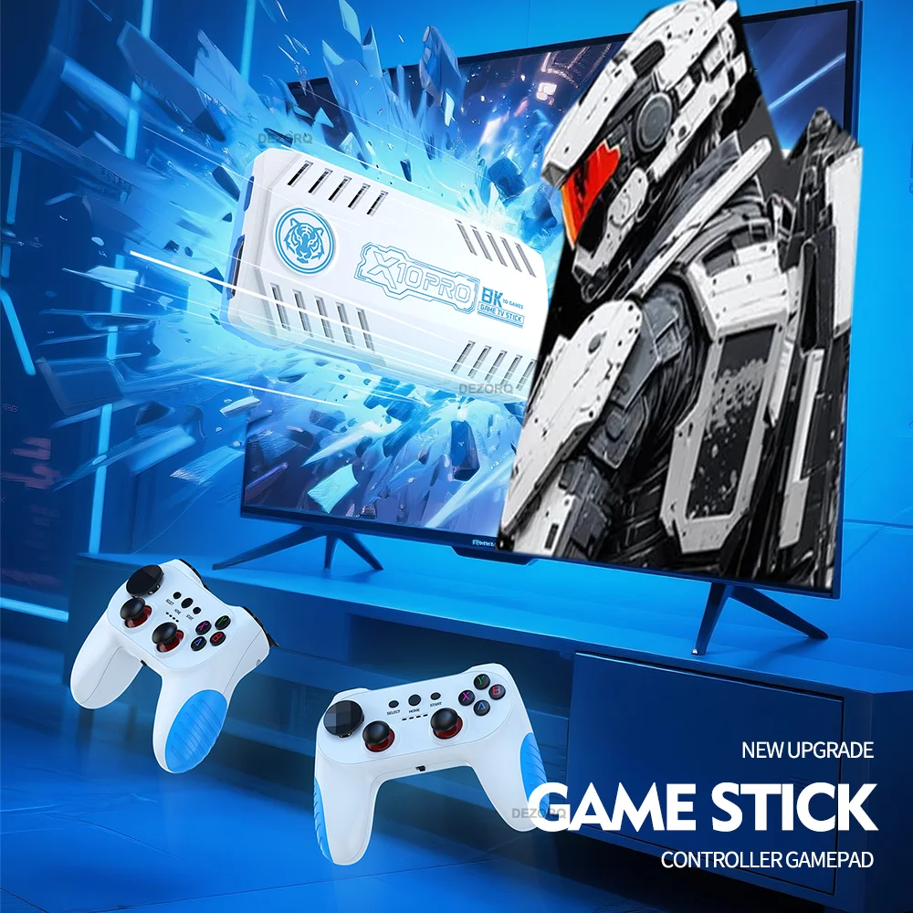 Nueva consola de juegos de TV 128G integrada 50000 juegos Retro 50 emuladores Videojuegos Consola Dual Wireless Gamepad X10 Pro Game Stick 4K