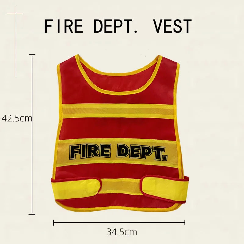 Dos tipos de disfraces de rol profesionales, bomberos, chalecos de juego de rol de policía de tráfico, accesorios de juego para niños