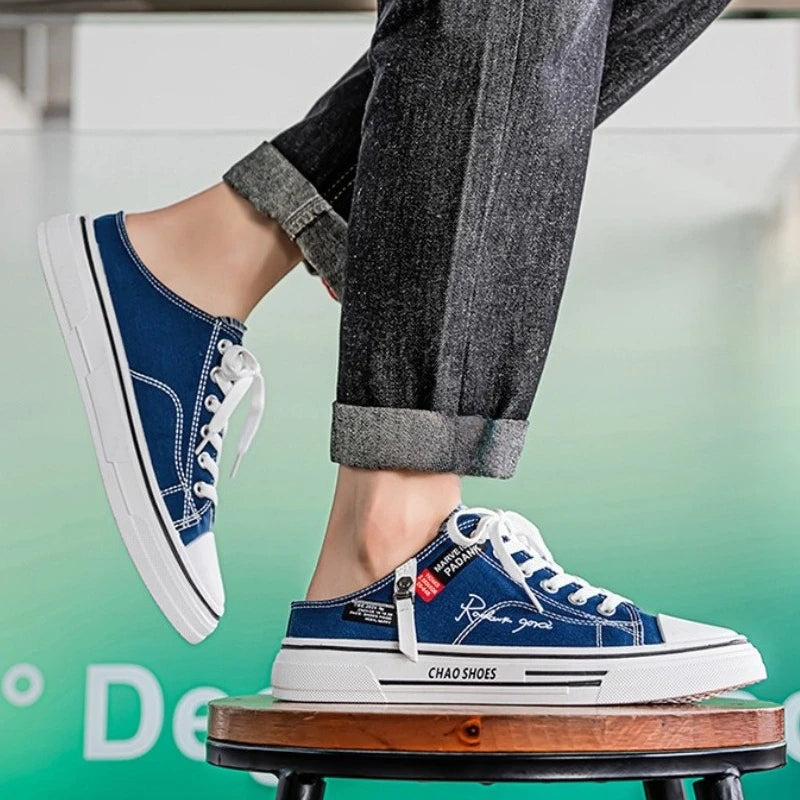 Zapatillas deportivas para hombre, zapatillas de lona transpirables con punta cerrada, mocasines a la moda para hombre, Zapatos para caminar al aire libre 2025, Zapatos de hombre