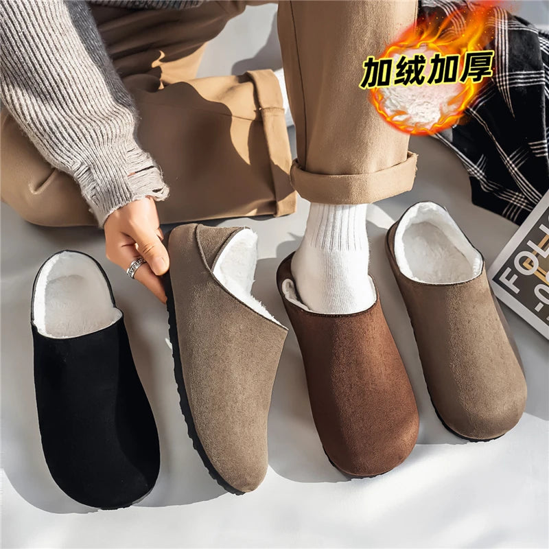 2025 zuecos de moda, zapatillas para hombre, zapatillas planas informales para exteriores, cómodas zapatillas de gamuza de suela gruesa, zapatos de playa antideslizantes para mujer