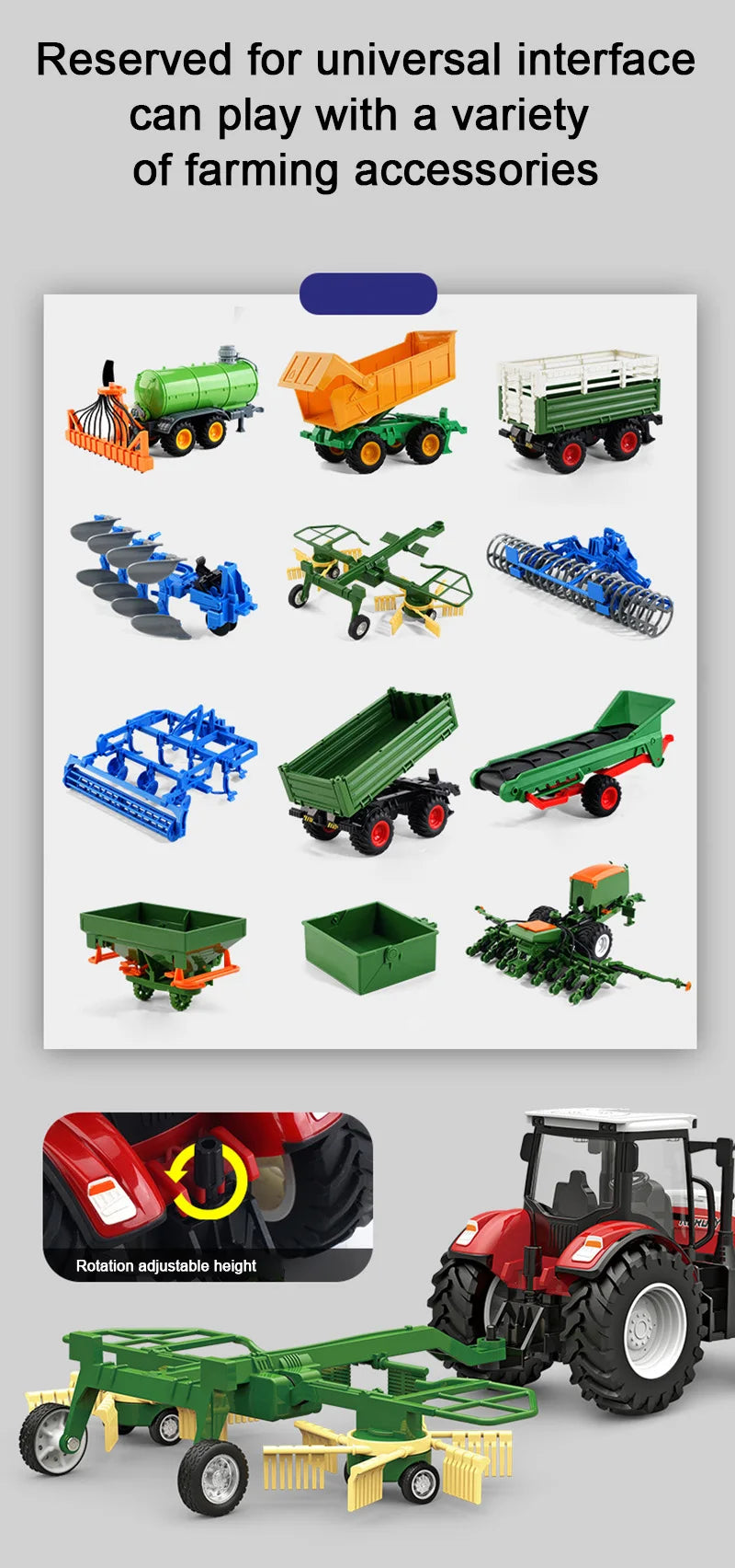 Juguetes para niños Modelos de coches Tractor Múltiples accesorios para elegir