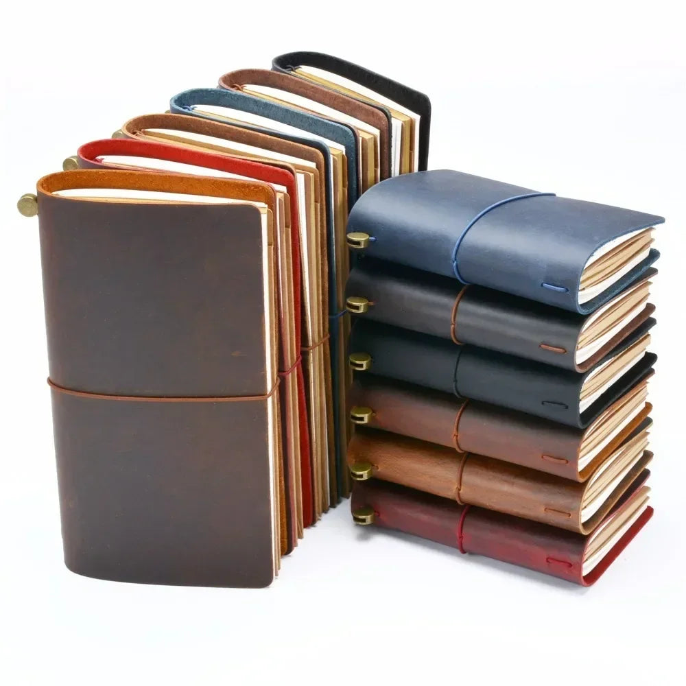 Moterm gran oferta 100% cuaderno de cuero genuino hecho a mano Vintage cuero de vaca diario cuaderno de bocetos planificador TN cubierta de cuaderno de viaje