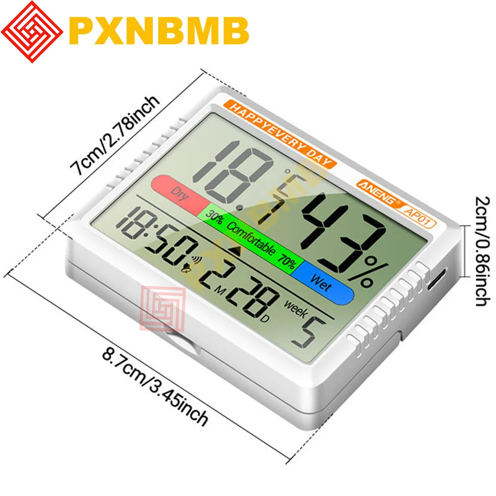 Termómetro de aire inteligente, higrómetro, reloj multifunción, pantalla Digital, Sensor de estación meteorológica para el hogar, interior y exterior