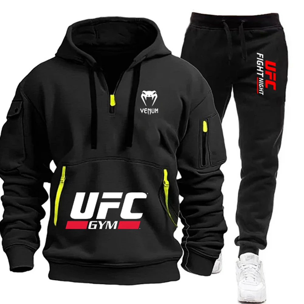2026 nova sudadera con capucha de lucha UFC + Pantalones conjunto de dos piezas Otoño/Invierno moda Casual al aire libre resistir