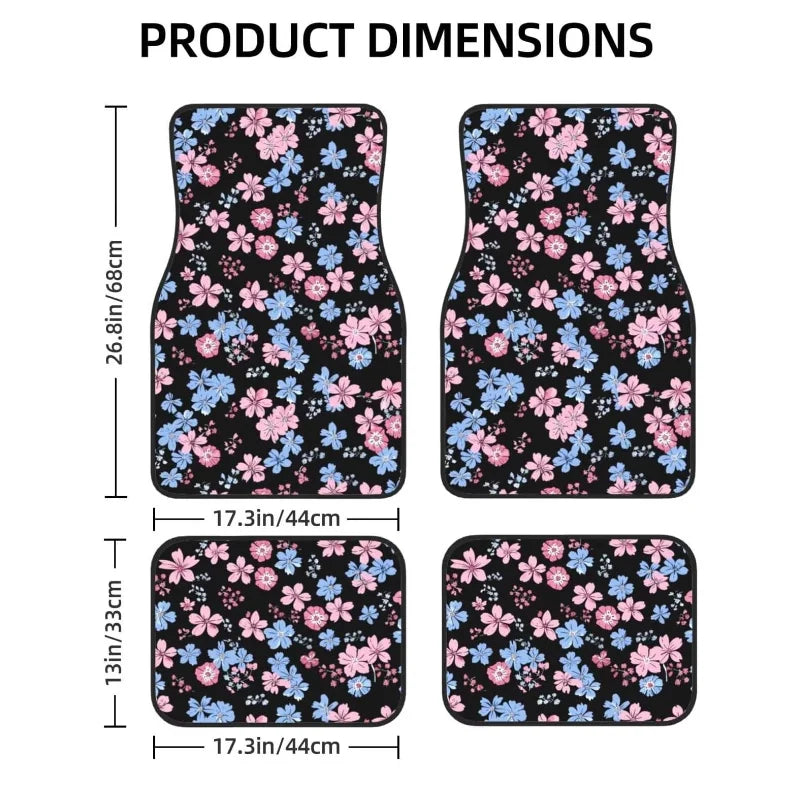 Alfombrillas para el suelo del coche con estampado Floral, bonitas alfombras para el suelo del asiento trasero delantero con flores, juego completo de accesorios para Interior de coche, regalo de decoración