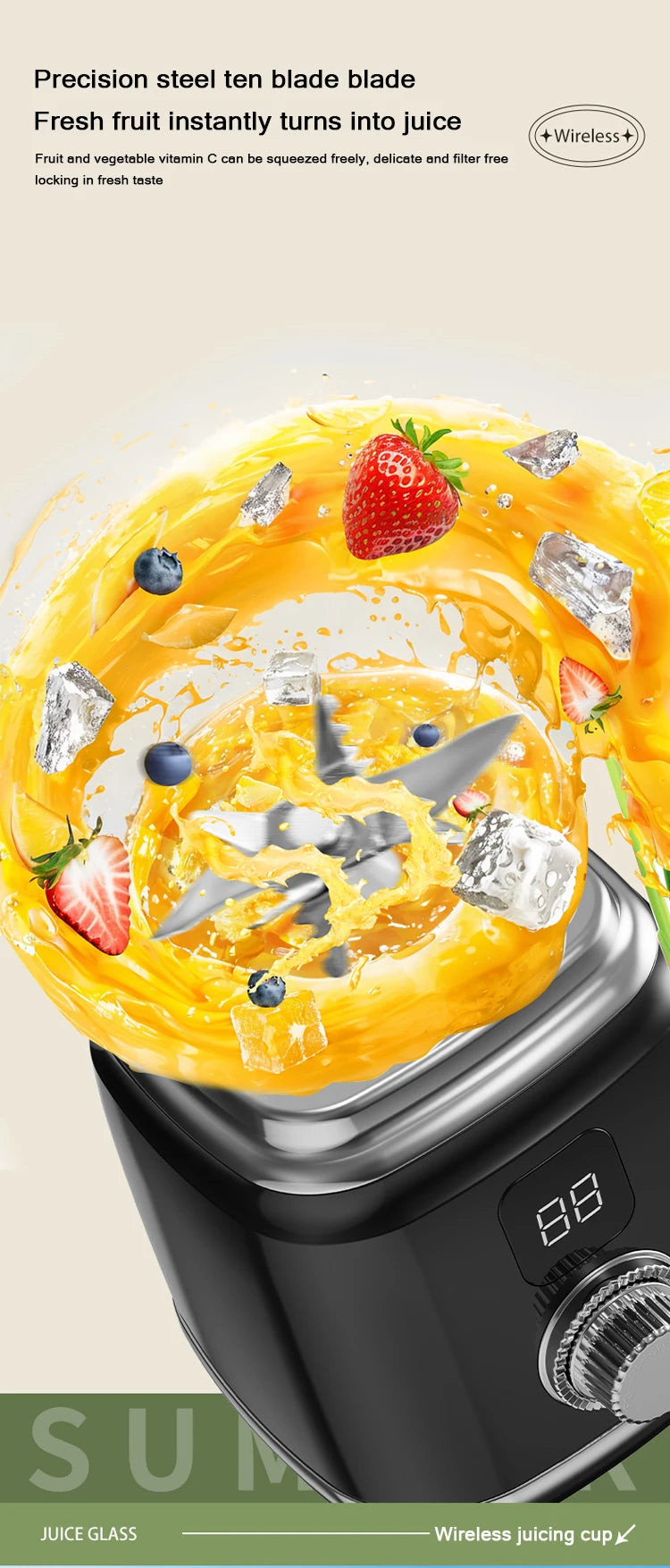 Taza de licuadora portátil, Mini mezclador exprimidor de 600ML/Motor potente de 10 hojas recargable por USB de 3000mAh para batidos/verduras