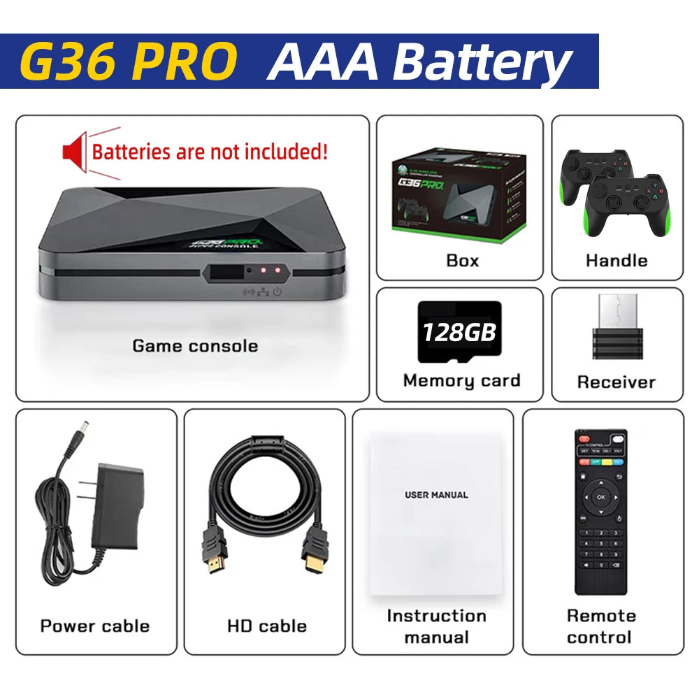 Super Consola G36 Pro ultra128G, Consola de Videojuegos Retro con Más de 60000 Juegos para MAME/PS1/PSP/DC, Regalo Retro para Niños, Consola de Juegos 4K HD