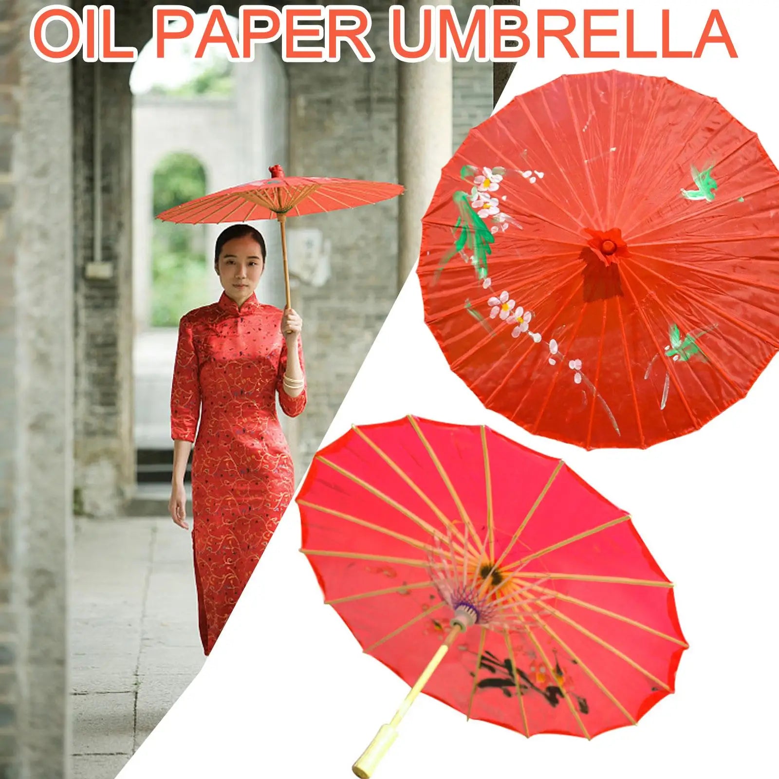Paraguas de papel de aceite hecho a mano para mujer, decoración de estilo chino, accesorios de fotografía, baile, Qipao, Hanfu