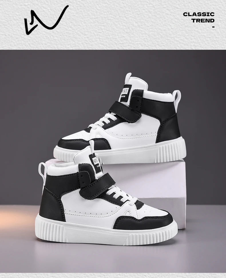 Zapatillas Deportivas para Niños, Zapatillas de Baloncesto de Caña Alta Casuales para Niños y Niñas, Zapatillas de Piel Sintética, Nuevas Zapatillas Deportivas de Moda 2026