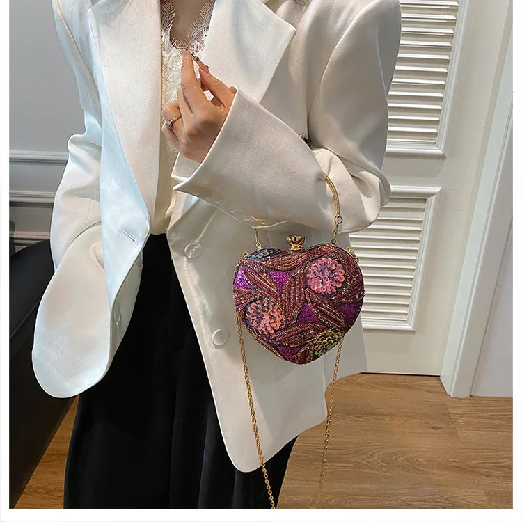 Bolso de mano para mujer 2026Nuevos bolsos de hombro con lentejuelas a la moda europea y americana, bolso de noche de mano Retro para celebridades de Internet